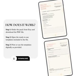 Planificador de manifestación del yo ideal - Diario digital del yo superior y la ley de la atracción - Cuaderno de trabajo de evolución personal en PDF