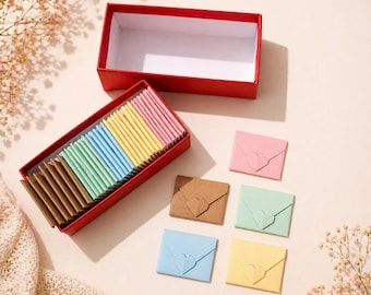 Mini buste per lettere d'amore, set a forma di cuore pastello, idea regalo romantica, regalo carino per coppie
