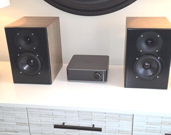 JWP Audio C-Note Speakers: White Oak Veneer, Grey Ash Premium Finish