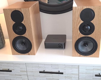 JWP Audio Swan/Hi-Vi 3-Way Speakers: Red Oak Veneer, Clear Premium Finish