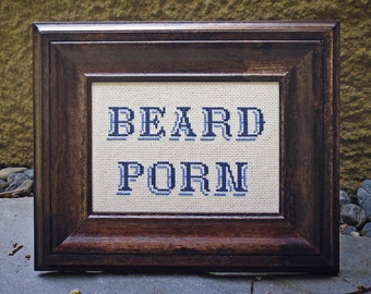 Beard Porn - framed cross stitch