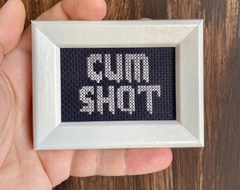 C*m Sh*t - framed cross stitch magnet