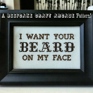 PATTERN I Want Your Beard On My Face cross stitch image 1