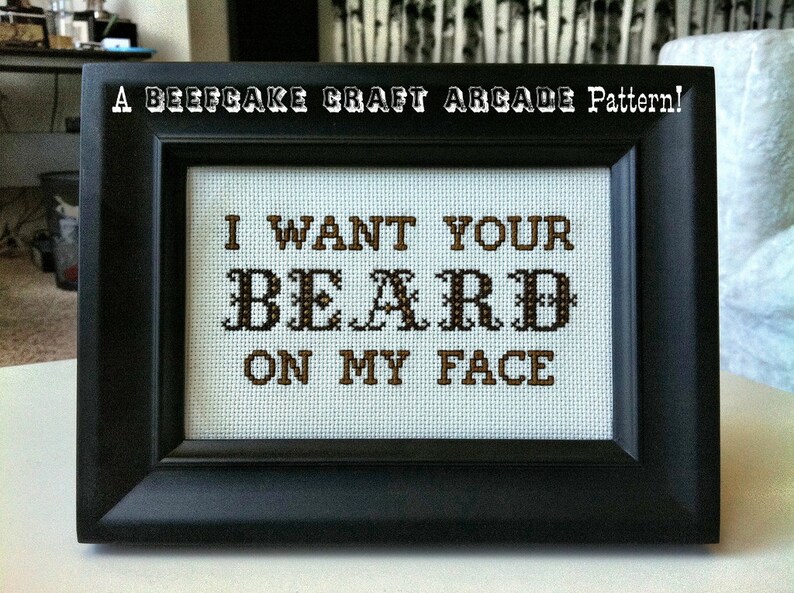 PATTERN I Want Your Beard On My Face cross stitch image 1