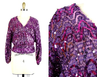 purple sequin blouse