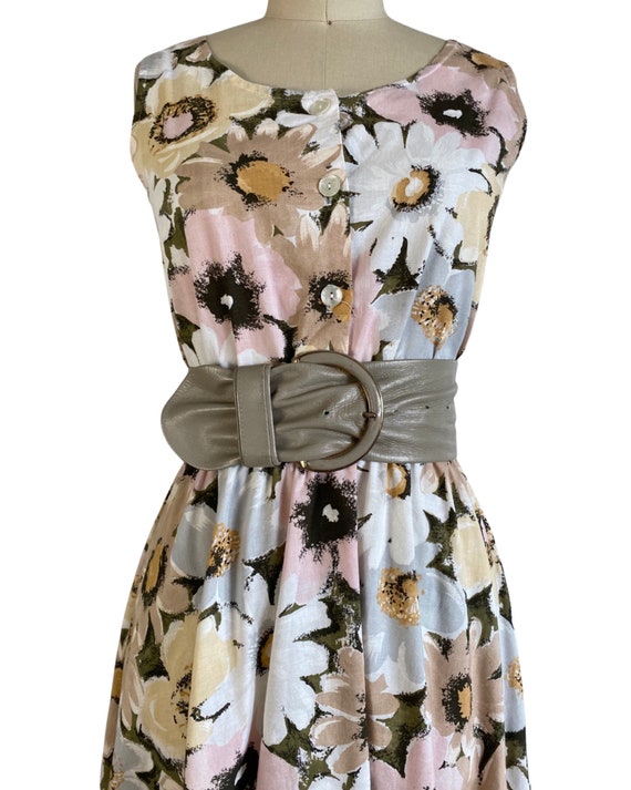 Vintage 1980s Muted Floral Cotton Sun Dress Size M - image 5