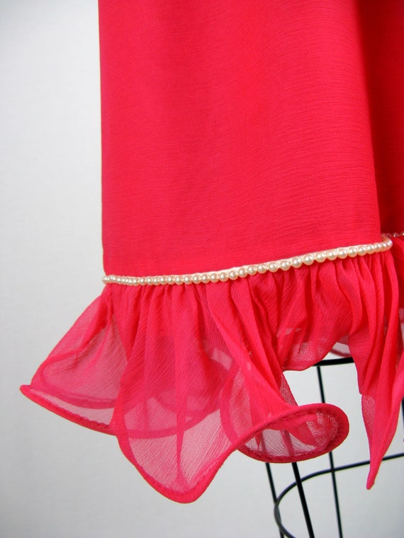 Vintage 1960s Pink Chiffon Party Dress 60s Flirty… - image 5