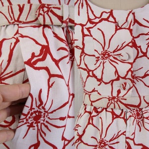 Vintage 1960s Red and White Floral Dress with Matching Shawl by I. MAGNIN Size S image 3