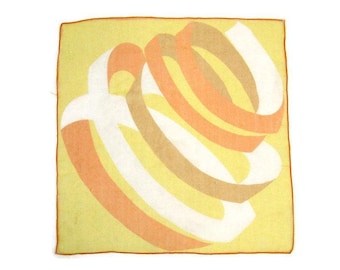 Vintage 1960s Mod Yellow Orange Sheer Crepe Square Scarf