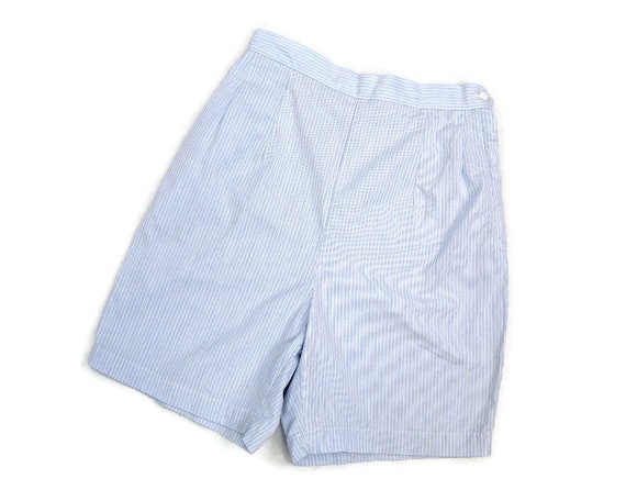 Vintage 1960s Blue and White Pinstriped Cotton Sho