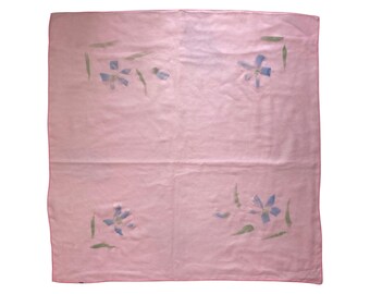 Vintage 1950s Sheer Pink Hand Painted Headscarf