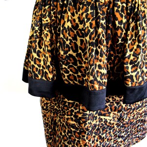 Vintage 1980s Silk Leopard Print Dress with Dolmen Sleeves Size M/L image 6