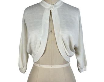 Bolero blanco de acrílico estilo años 50 de British Vogue / Talla M