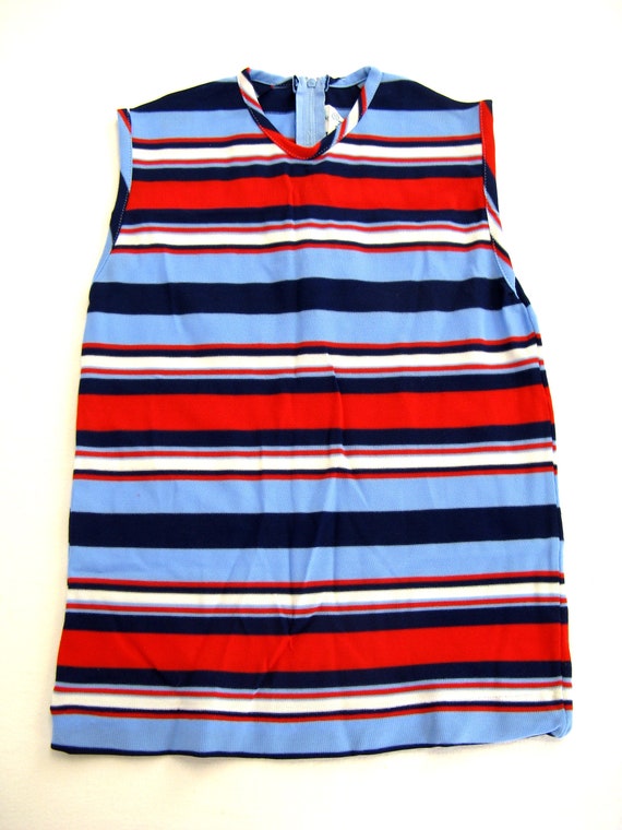 Vintage 1960s Girls RWB Striped Knit Top Size 10 - image 2