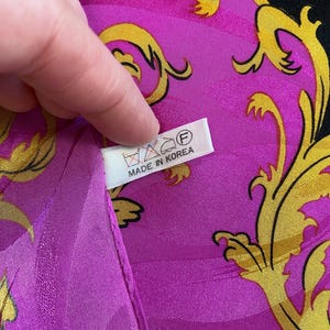 Vintage 1990s Vibrant Pink Floral Print Silk Scarf by Adrianna Papell image 6