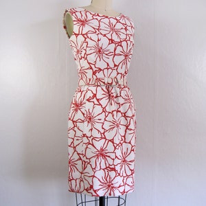 Vintage 1960s Red and White Floral Dress with Matching Shawl by I. MAGNIN Size S image 5