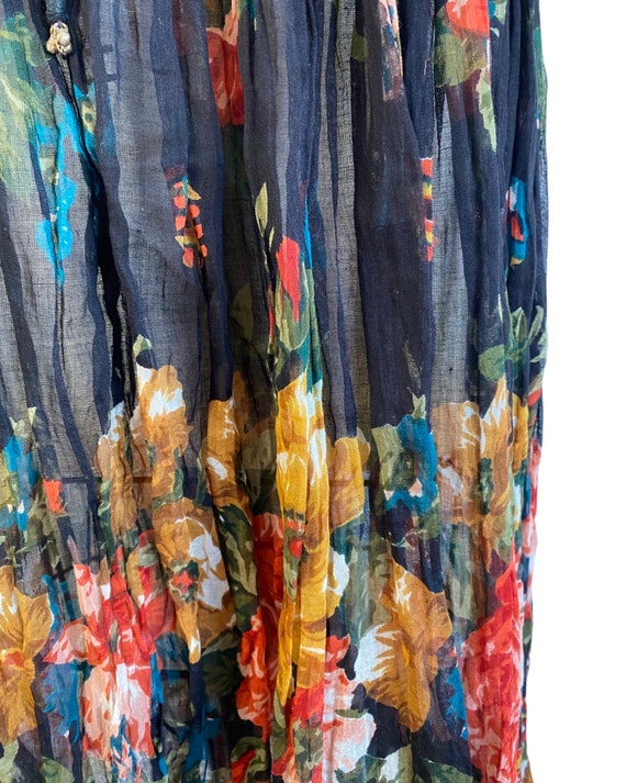 Vintage 1990s Sheer Black Cotton Floral Broomstic… - image 6