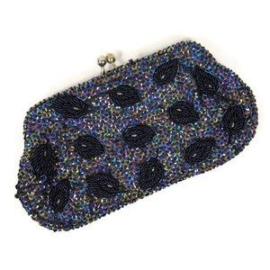 Cartera vintage de los años 50 con lentejuelas iridiscentes y cadena para la muñeca de Walborg