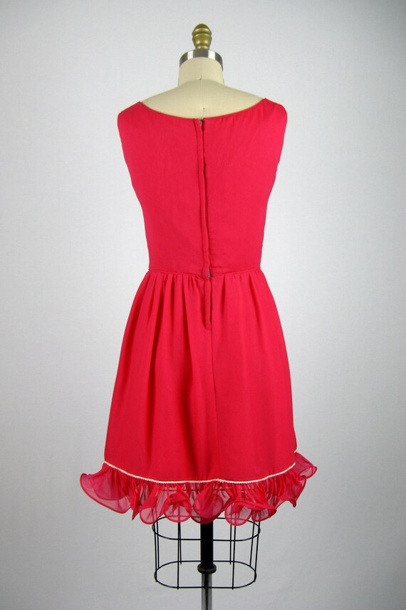 Vintage 1960s Pink Chiffon Party Dress 60s Flirty… - image 6