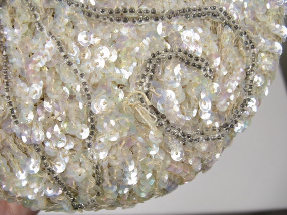 Vintage 1950s White Sequin Beaded Formal Cocktail… - image 3