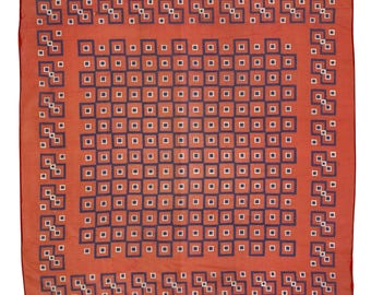 Vintage 1960s RWB Geometric Print Sheer Chiffon Square Head Scarf