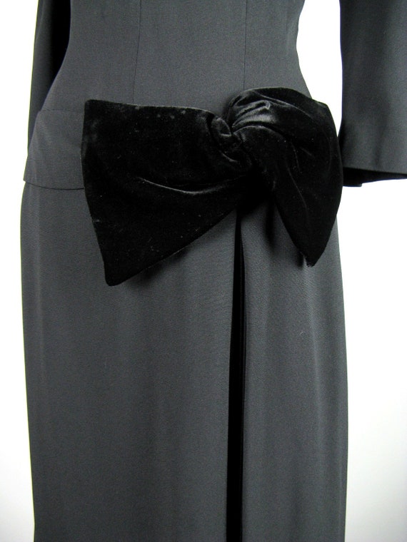 Vintage 1940s Black Pleated Rayon Dress 40s Dress… - image 4