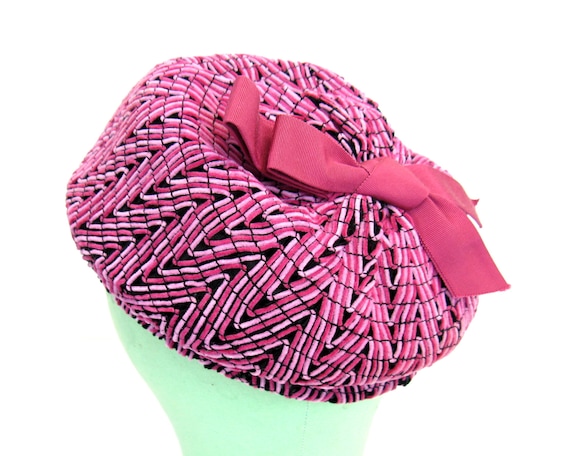 Vintage 1950s Pink Beret 50s Pink Beret Style Hat