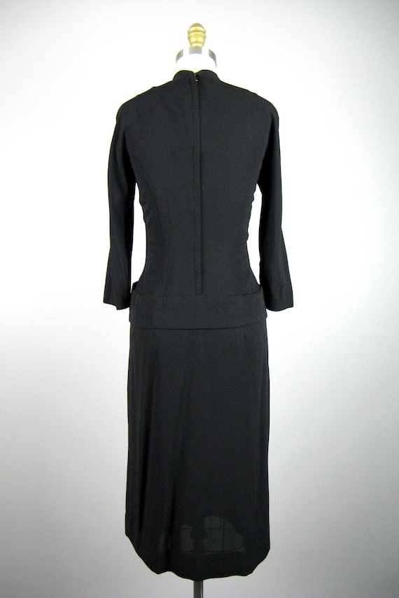 Vintage 1940s Black Pleated Rayon Dress 40s Dress… - image 8