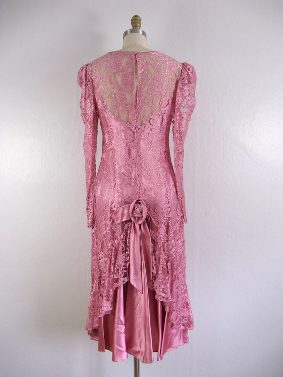 Vintage 1980s Ethereal Pink Lace and Satin Dress … - image 7