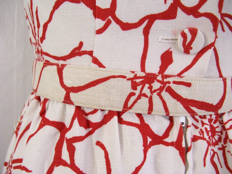 Vintage 1960s Red and White Floral Dress with Matching Shawl by I. MAGNIN Size S image 8