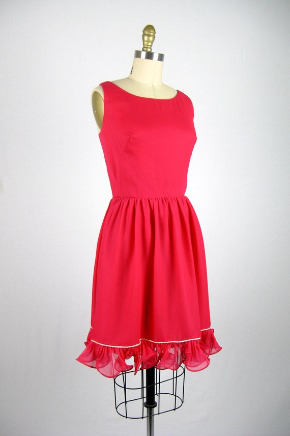 Vintage 1960s Pink Chiffon Party Dress 60s Flirty… - image 3