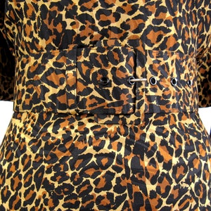 Vintage 1980s Silk Leopard Print Dress with Dolmen Sleeves Size M/L image 7