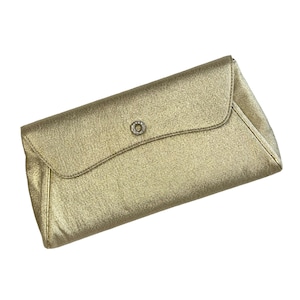 Vintage 1950s Gold Lame Evening Clutch 50s Metallic Gold Clutch with Coin Purse