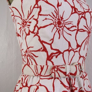 Vintage 1960s Red and White Floral Dress with Matching Shawl by I. MAGNIN Size S image 6