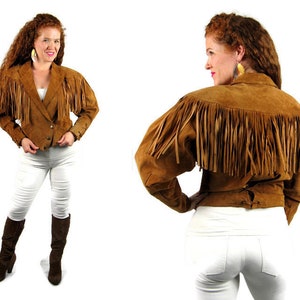 Vintage 1980s Brown Suede Fringe Jacket by Wilson&#39;s Leather Size M