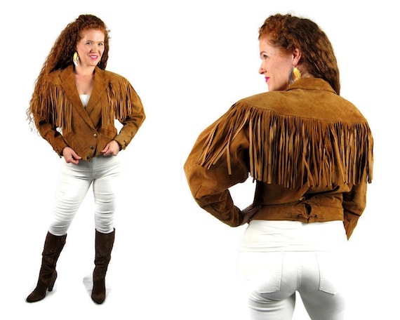 Vintage 1980s Brown Suede Fringe Jacket by Wilson'