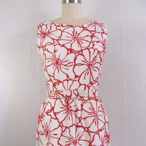 Vintage 1960s Red and White Floral Dress with Matching Shawl by I. MAGNIN Size S image 4