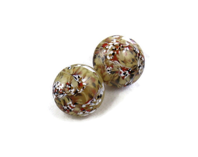 Vintage 1940s Glass Marbled Clip Earrings Made in France