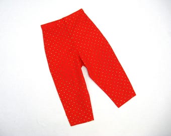 Vintage 1950s Red Cotton Polka Dot Capris Junior Size 14/S