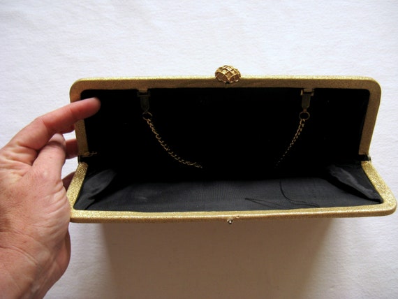 Vintage 1950s Bright Gold Lame Metallic Clutch - image 5