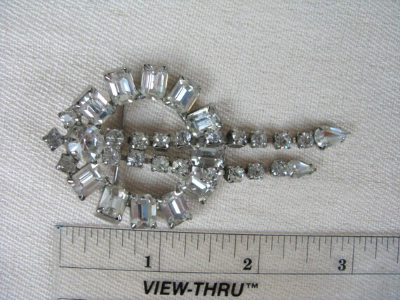 Vintage 1950s Brooch 50s Clear Rhinestone Brooch … - image 4