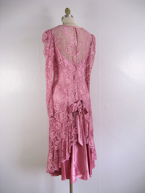 Vintage 1980s Ethereal Pink Lace and Satin Dress … - image 8