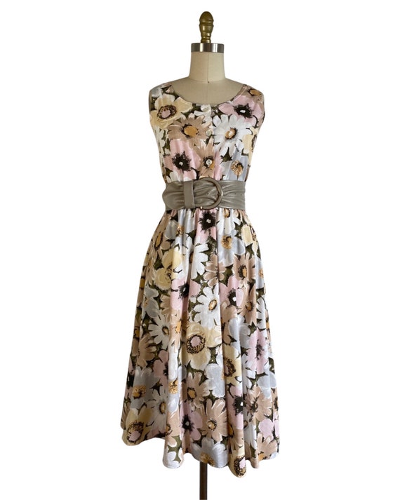 Vintage 1980s Muted Floral Cotton Sun Dress Size M - image 3