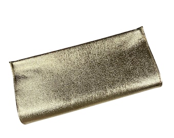 Vintage 1950s Gold Vinyl Evening Clutch Purse with Hinge Opening