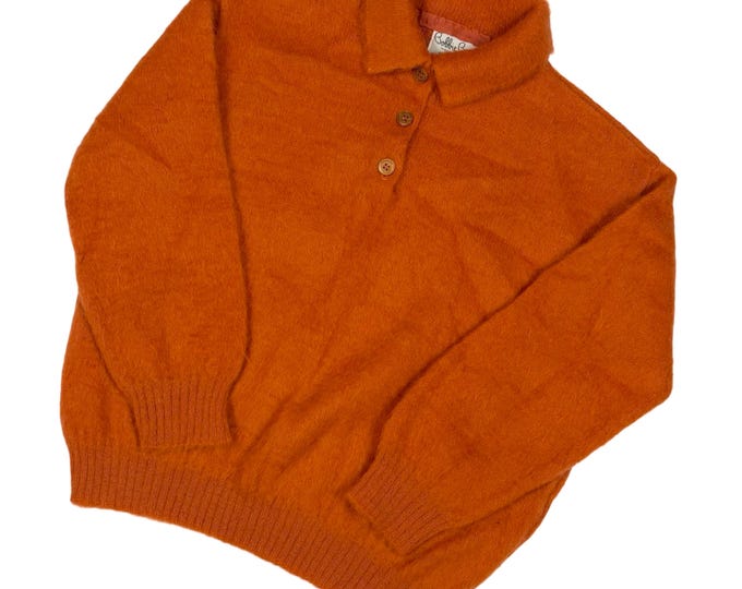 Vintage 1960's Fuzzy Orange Wool Sweater by Bobbie Brooks | Size M