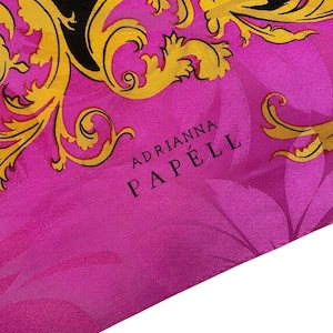 Vintage 1990s Vibrant Pink Floral Print Silk Scarf by Adrianna Papell image 3