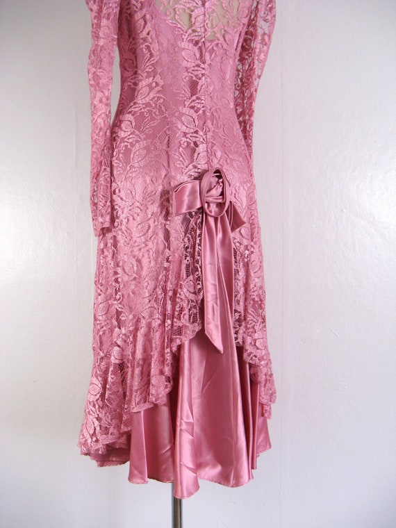 Vintage 1980s Ethereal Pink Lace and Satin Dress … - image 9