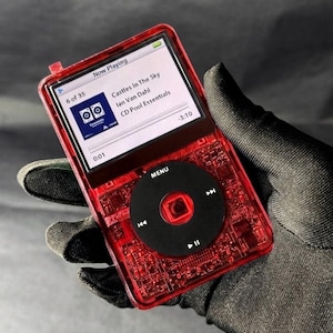 Anpassad röd iPod Classic Bluetooth-modd | Wolfson DAC iPod 5:e generationen | 128 GB-1 TB SSD | Nytt iPod Classic-batteri | Audiofil iPod | Valfri färgkombination