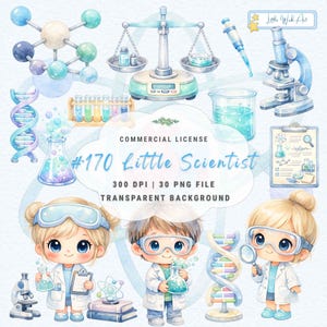 Little Scientist Watercolor Bundle – STEM Learning, Laboratory Tools & Science PNG Clipart Set
