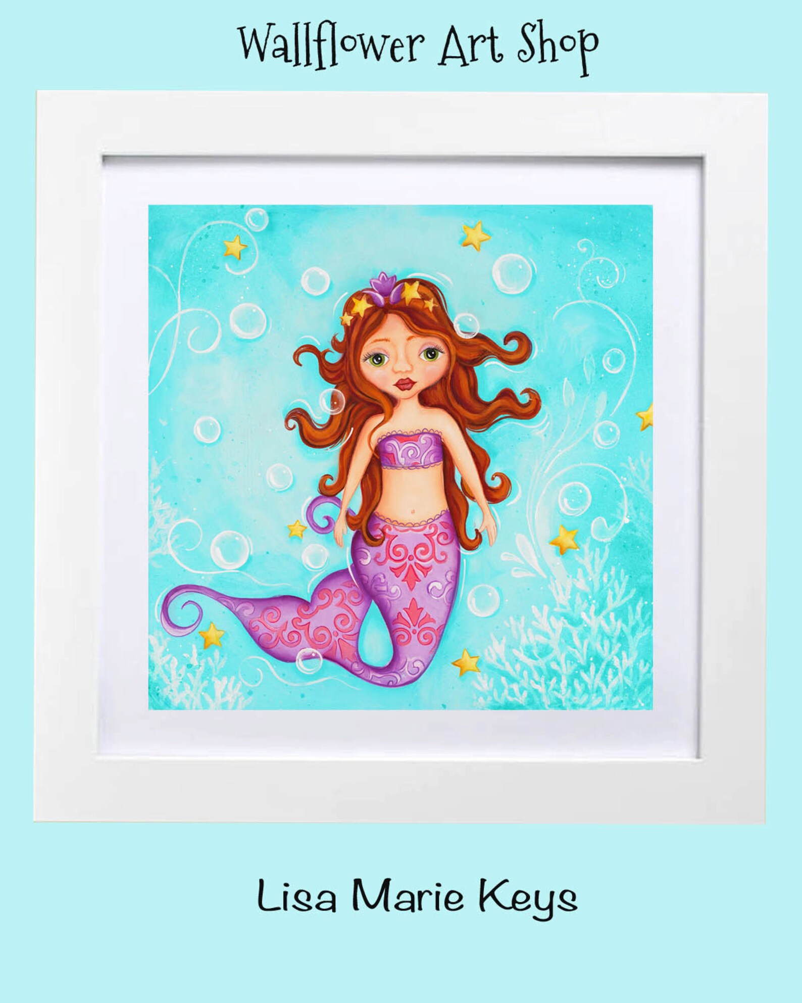 Mermaid Wall Art Childrens Wall Art Bathroom Decor Etsy